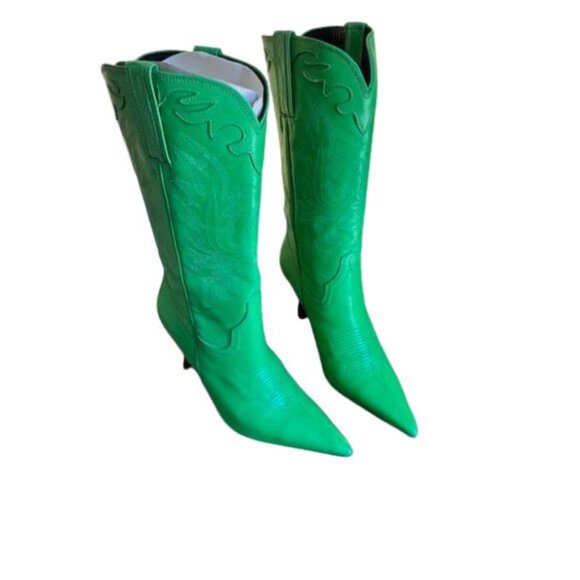 Charlie 1 Horse by Lucchese Rare Apple Green Leather Cowgirl Boots - Picture 1 of 11